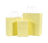 Bolsas de Papel Bolsas de Papel 5 unids/set bolsa de papel de regalo con asas Color oscuro 21x15x8cm bolsa de regalo for Festival fiesta de boda papel Kraft artesanal azul oscuro puro(Light yellow,22x