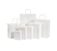 Bolsas de Papel Bolsas de Papel 5 unids/set bolsa de papel de regalo con asas Color oscuro 21x15x8cm bolsa de regalo for Festival fiesta de boda papel Kraft artesanal azul oscuro puro(White,16x22x8cm)