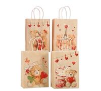 Bolsas De Papel Con Asas 4 bolsas de regalo de papel con asas, recuerdos de fiesta de boda, cumpleaños, día de San Valentín(Light Grey)