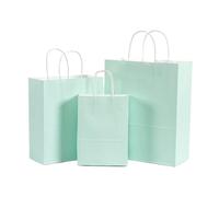 Bolsas De Papel Con Asas 5 unids/set bolsa de papel de regalo con asas Color oscuro 21x15x8cm bolsa de regalo for Festival fiesta de boda papel Kraft artesanal azul oscuro puro Bolsa De Papel Para Com