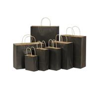 Bolsas De Papel Con Asas 5 unids/set bolsa de papel de regalo con asas Color oscuro 21x15x8cm bolsa de regalo for Festival fiesta de boda papel Kraft artesanal azul oscuro puro Bolsa De Papel Para Com