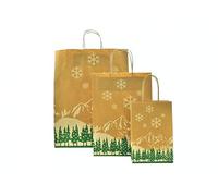 Bolsas de papel con diseño navideño invernal con cordón, 50 unidades, 32 + 12 x 41 cm