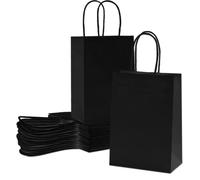 Bolsas de Papel Ecológicas Color Negro 24 x 12 x 40 cm | Pack de Bolsas Negras Con Asas Reutilizables Para Regalos, Cumpleaños, Negocios… (100 Unidades)