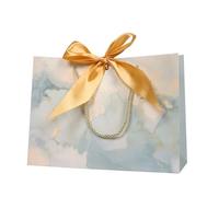 Bolsas de papel for regalo con lazo, 15 unidades, multicolor, portátiles, asas for ropa, prácticas y reutilizables(Blue-Beige,32x25x11cm)