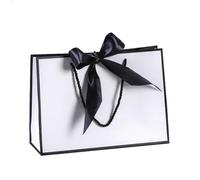 Bolsas de papel for regalo con lazo, 15 unidades, multicolor, portátiles, asas for ropa, prácticas y reutilizables para Bolsas Regalo(Black-White,28x20x10cm)