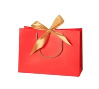 Bolsas de papel for regalo con lazo, 15 unidades, multicolor, portátiles, asas for ropa, prácticas y reutilizables para Bolsas Regalo(Red,28x20x10cm)