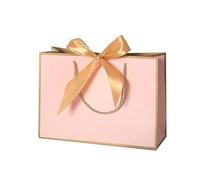 Bolsas de papel for regalo con lazo, 15 unidades, multicolor, portátiles, asas for ropa, prácticas y reutilizables para Bolsas Regalo(Gold-Pink,19x15x7cm)