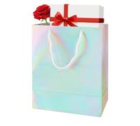 Bolsas de papel holográficas, bolsas de regalo de fiesta de moda holográficas, bolsa con asa de boda con acabado brillante para aperitivos, galletas, recuerdos, chocolate
