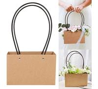 bolsas de papel kraft, bolsas de regalo de flores, 10 bolsas de flores de papel Kraft con asa, bolsa de papel impermeable for fiesta de regalo, caja de flores, bolsa de papel de embalaje ecológica (co