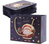 bolsas de papel kraft, bolsas de regalo de flores, 10 bolsas de papel de regalo con asa, bolsas de regalo de Papá Noel, caja de regalo for fiestas, bolsa de compras, bolso de regalo (color: patrón de