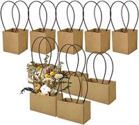 bolsas de papel kraft, bolsas de regalo de flores, Bolsa de regalo de flores de papel Kraft con asa, caja de bolsa de regalo for ramo, portador floral for recuerdo de fiesta, 10 Uds., 5 rectangulares,
