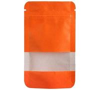 Bolsas de papel kraft de color naranja, 100 unidades, 11 x 8,5 cm, con ventana de visualización, bolsas de papel, bolsas con cierre a presión, bolsas con cremallera