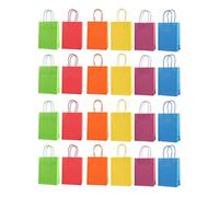 Bolsas de papel kraft multicolor con asas, 24 unidades, 11,9 x 16 x 6,1 cm, grandes para regalos de fiesta, compras de alimentos, Navidad, cumpleaños