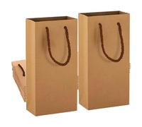 Bolsas de Papel Kraft para Regalos de Vino, Bolsas Premium para Regalos de Vino con Asas, 10 PCS Bolsas de Papel Kraft para Guardar Dos Botellas de Vino para Navidad, Bodas, Fiestas