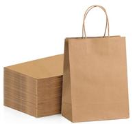 Bolsas de papel marrón con asas a granel, 100 bolsas de regalo de 8 x 4.5 x 10.8 pulgadas, bolsas de papel kraft marrón, bolsas de venta al por menor, bolsas de fiesta, bolsas de compras, bolsas de