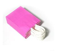 Bolsas de papel marrón con asas, hechas de papel reciclado, construcción inferior sólida, compostables y reutilizables, adecuadas para múltiples usos, embalaje a granel (rojo rosa (25 unidades + 15 x