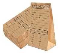 Bolsas de papel para evidencia, paquete de 25 bolsas adhesivas para pruebas de 9.45 x 5 x 3 pulgadas, bolsa de evidencia para clase forense, fiesta de cumpleaños temática