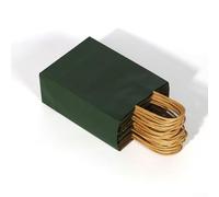 Bolsas de papel reciclado a granel con asas, estilo artesanal marrón, diseño inferior resistente, adecuadas para compras, manualidades y usos ecológicos (verde oscuro, 21 x 11 x 27 cm)