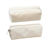 Bolsas De Papelería Blancas De 2 Piezas, Bolsas De Lápices De Pana, Bolsas De Papelería Retro Simples, Bolsas De Lápices De Gran Capacidad, Bolsas De Lápices Para Niñas