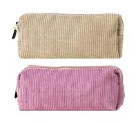 Bolsas De Papelería Simples De 2 Piezas, Bolsas De Papelería Retro, Bolsas De Papelería De Pana, Bolsas De Almacenamiento De Papelería Para Estudiantes, Útiles Escolares