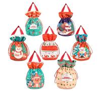 Bolsas De Para La Navidad - 7 Piezas Bolsitas Reutilizables con Cordón Festivas | Fundas de Tela para Envolver Regalos Navideños - para Pasteles Comida Chocolates Piruletas Favores De Fiesta