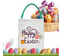 Bolsas de Pascua con mango, cestas de conejito de caza de huevos, bolsas de dulces de bolso de conejito, lienzo, diseño de gran capacidad, diseño amigable para los niños, 23x38x1.5cm para la búsqueda