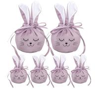 Bolsas de Pascua - Juego de 6 bolsas reutilizables de terciopelo lindo 12x10 cm | Decoraciones de primavera de conejo de Pascua - para cumpleaños, adolescente y escuela, degustar joyas dulces