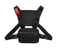 Bolsas de pecho de moda, bolsa de hombro Tracffy paquete frontal de pecho Rig Crossbody Mochila, ropa de calle al aire libre chaleco bolsa de pecho bolsa deportiva bolsillo en el pecho, Black,