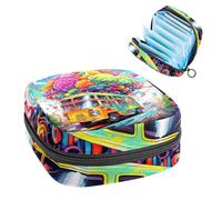 Bolsas de período para la escuela, bolsa de almacenamiento de servilletas sanitarias, bolsa de copa menstrual con cremallera, bolsas de tampón para mujeres, cerebro y autobús, 14