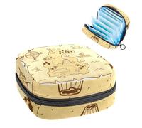 Bolsas de período para la escuela, bolsa de almacenamiento de servilletas sanitarias, bolsa de copa menstrual con cremallera, bolsas de tampón para mujer, mapa del tesoro pirata dibujado a mano