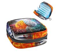 Bolsas de período para la escuela, bolsa de almacenamiento de servilletas sanitarias, bolsa de copa menstrual con cremallera, bolsas de tampón para mujer, cerebro artístico-2247