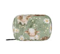 Bolsas de píldoras de vaca dulce verde salvia de dibujos animados para medicina con compartimentos desmontables, organizador de píldoras de 7 días para bolso