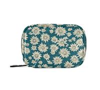 Bolsas de pintura al óleo, diseño de girasol, estrella verde azulado, con compartimentos desmontables, práctico organizador de bolsas de medicamentos para viajes