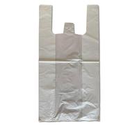 Bolsas de Plástico con Asas Blanca Tipo Camiseta Reutilizables Galga 200 42x53cm Resistentes 1KG 70 Por Ciento Recicladas Comercio Comida Supermercado Frutería Pescadería Hogar Pollería Mercadillo
