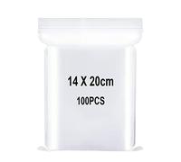 Bolsas de Plástico Transparentes Resellables, Bolsa sellada, Bolsa de Almacenamiento, Bolsa de Cremallera, Aplican a Cocina, Oficina, Almacenamiento de Papelería etc. 14x20cm 100Piezas