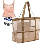 Bolsas de playa de malla - Bolsa de playa de malla hueca, Bolsa de artículos de tocador de viaje portátil de un solo hombro | Bolso del almacenamiento de la natación de la aptitud con 8 bolsillos, bol