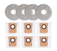 Bolsas de polvo y paños de fregona, 6 bolsas y 4 paños, piezas de repuesto para aspiradora robot, diseño antiobstrucción para succión constante, material de microfibra resistente al desgarro