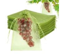 Bolsas de protección de frutas, bolsas de regalo medianas, red protectora de plantas de jardín para frutas, cubierta de frutas, 100 bolsas de malla con cordón reutilizable, protector de barrera de 6 x