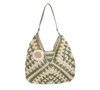 Bolsas de punto de huella de playa de mujeres tejidas hechas a mano con colgante de girasol - bolso boho de mango superior vintage para vacaciones de verano