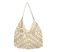 Bolsas de punto de huella de playa de mujeres tejidas hechas a mano con colgante de girasol - bolso boho de mango superior vintage para vacaciones de verano
