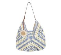 Bolsas de punto de huella de playa de mujeres tejidas hechas a mano con colgante de girasol - bolso boho de mango superior vintage para vacaciones de verano