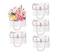 Bolsas de ramo de flores de papel bolsas de regalo de flores con mango Caja de cajas para la fiesta de cumpleaños de la boda 5pcs