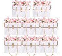 Bolsas de ramo - Juego de ocho cajas florales, construcción de papel resistente con asas, diseño multiforma para ramos, accesorio creativo de exhibición de flores, ideal para decoración del hogar