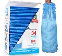 Bolsas de recambio para cubeta de pañales, 1020 unidades, 34 bolsas, totalmente compatible con sistema de eliminación de brazos y martillos