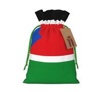 Bolsas de recuerdo con cordón con estampado de bandera de Sudán del Sur, bolsas de vacaciones, bolsas de golosinas, bolsas de regalo de Navidad