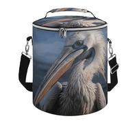Bolsas de refrigeración redondas suaves, con estampado de pelícano realista de 15 L, plegables, portátiles, a prueba de fugas, aisladas, para camping, playa, al aire libre, viajes