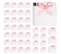 Bolsas de regalo, 40 minibolsas de papel con cintas, 11,5 × 4,5 × 10 cm, bolsa multiusos de regalo para cumpleaños, baby shower, graduación, boda, regalos para fiestas (rosa)
