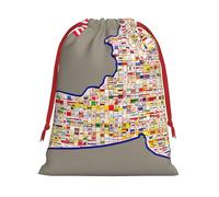 Bolsas de regalo abstractas con diseño de mapa de la bandera de Nueva York con cordón vibrante, colección de bolsas de regalo de cumpleaños, bolsas de regalo reutilizables, bolsa de regalo de Navidad