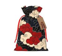 Bolsas de regalo abstractas japonesas rojas con cordón, reutilizables, para cumpleaños, bodas, regalos de fiesta y regalos festivos