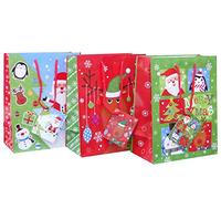 Bolsas de Regalo Bagland, "Merry Christmas", Papel Grueso - 210g/m2, Pack de Ahorro - 12 Un. Surtidos, Tamaño Maxi, 33cm x 45cm x 10cm